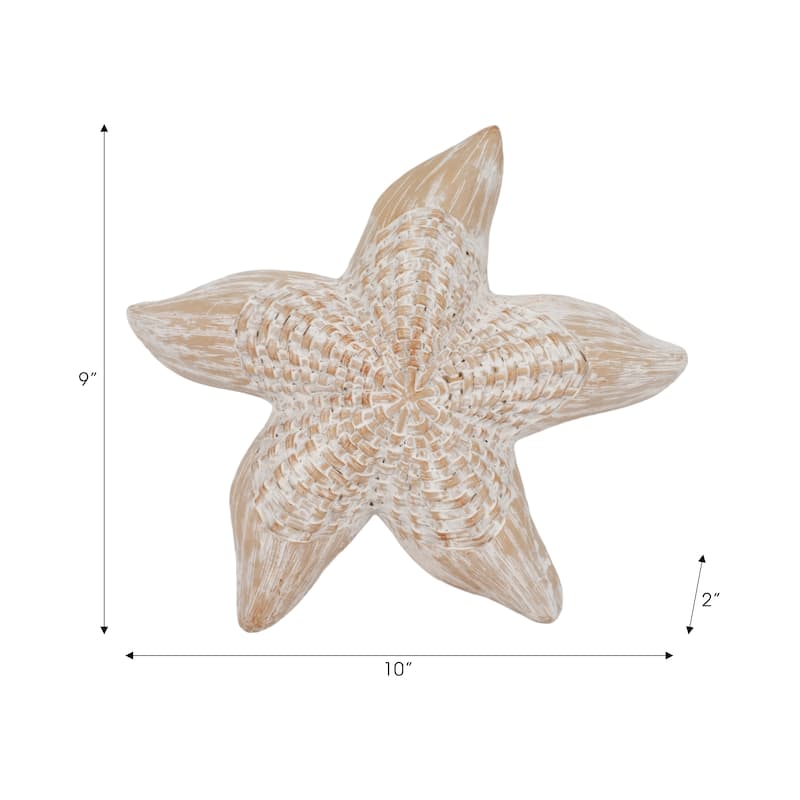 Sagebrook Home 10-Inch Resin Wicker Starfish in White - Polyresin - 10" x 9" x 2"