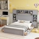 preview thumbnail 58 of 105, Modern Platform Bed with Integrated Cabinet, Trundle Bed and Drawers