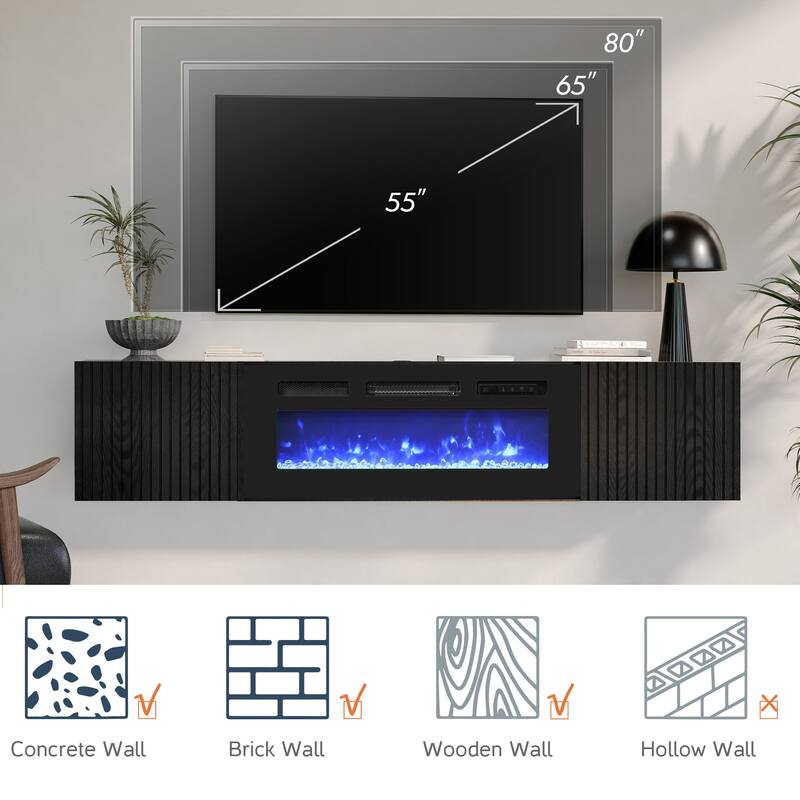 Fireplace TV Shelf Cabinet for Living Room - 70 inch