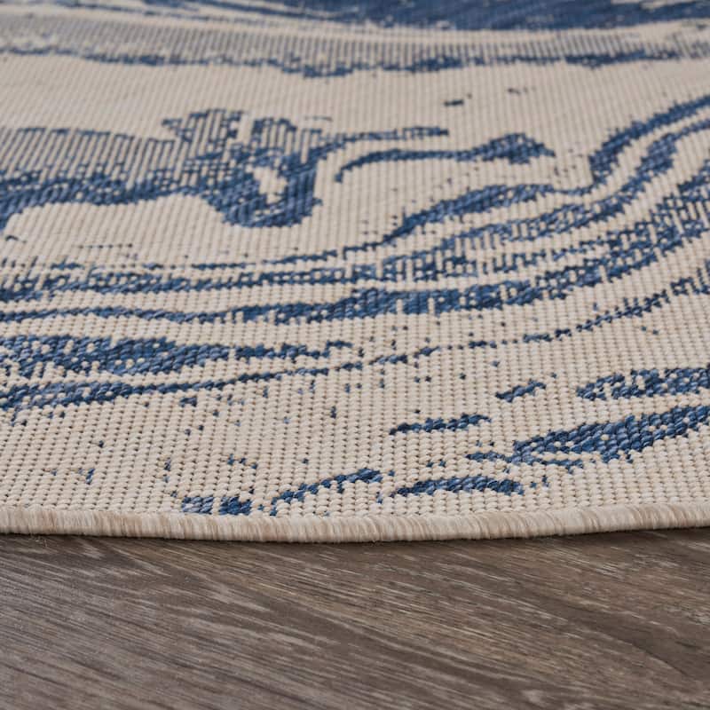 Tides Coastal Abstract Performance Indoor/Outdoor Area Rug by Sevita