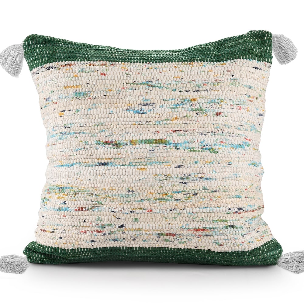 Sevita Handwoven Modern Abstract Cotton Throw Pillow, 20" x 20".