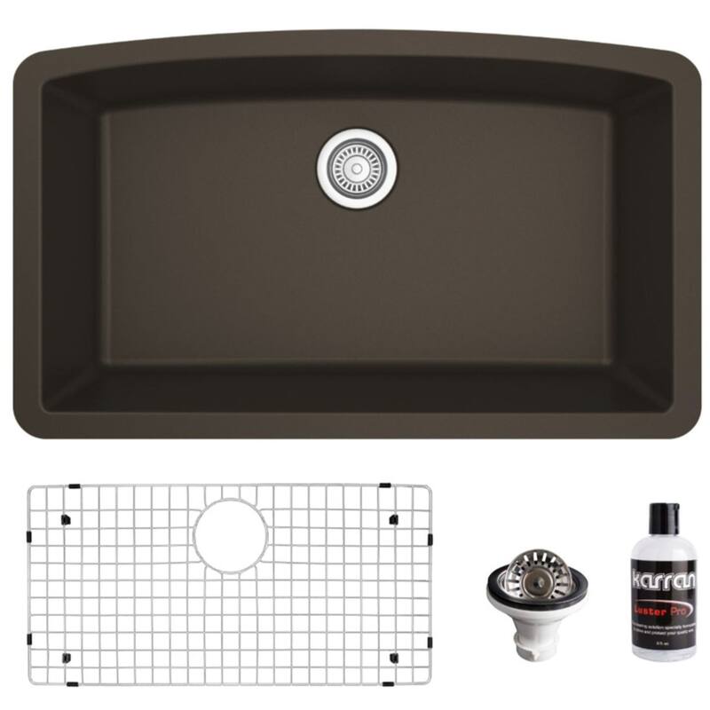 Karran USA QU-712-PK1 Quartz QU 32" Undermount Single Basin Quartz