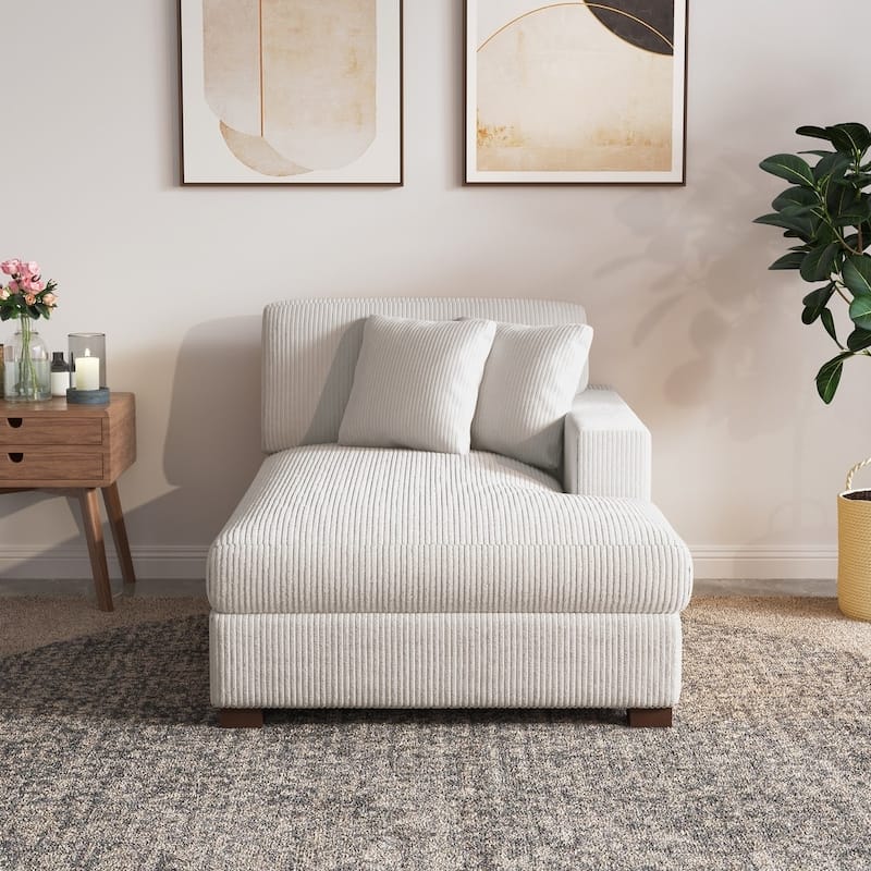 Upholstered Corduroy Chaise Lounge Chair With Pillow, Chaise Lounges For Interior