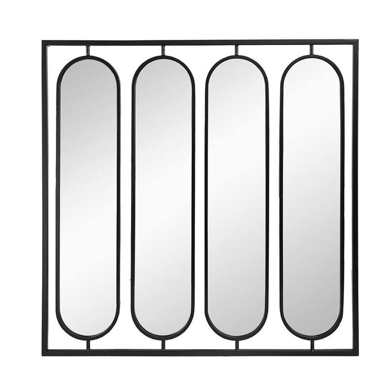 HomeRoots 36" Black Square Iron Framed Accent Mirror - 36' X '36' X '0.7