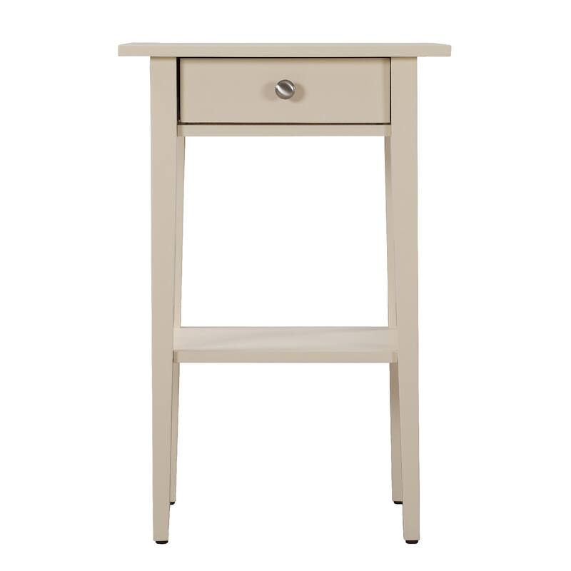 1-Drawer Wooden Nightstand with Open Shelf - 28" - Beige