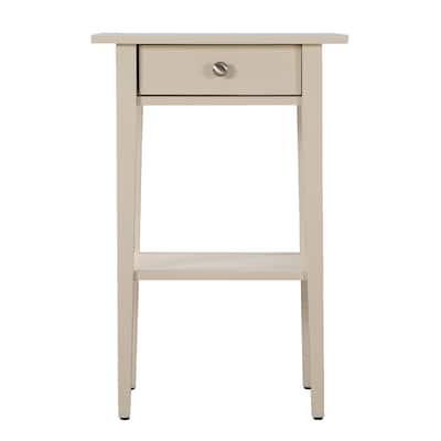 1-Drawer Wooden Nightstand with Open Shelf - 28" - Beige