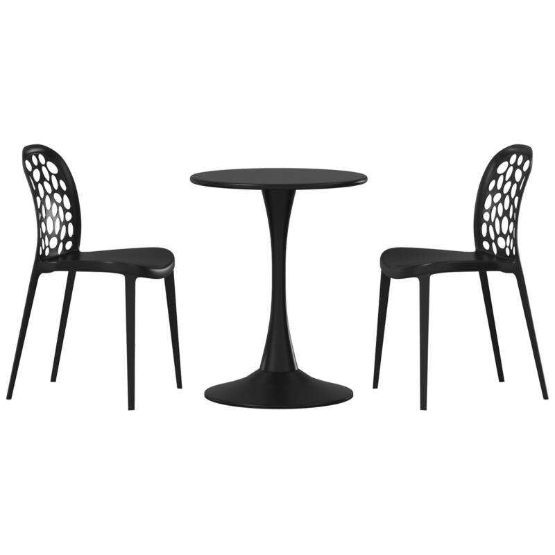 Frond and Form 2-Person Outdoor Round Dining Set - Black