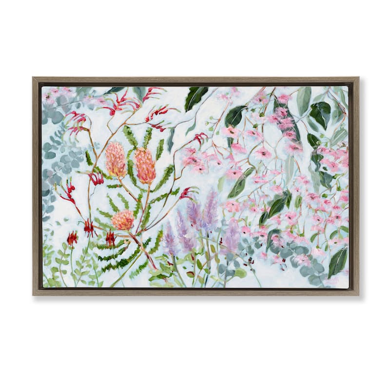 Stupell Elegant Garden Flowers Framed Floater Canvas Wall Art Design By Meredith Howse - 31 x 21 - Brown