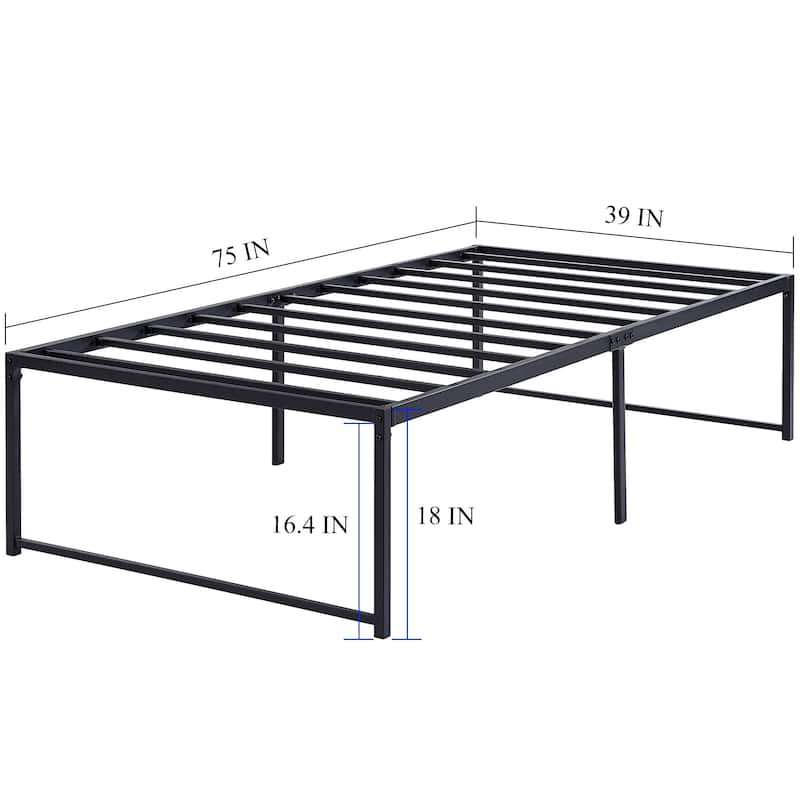18-inch Twin Size Metal Platform Bed Frame with Steel Slat