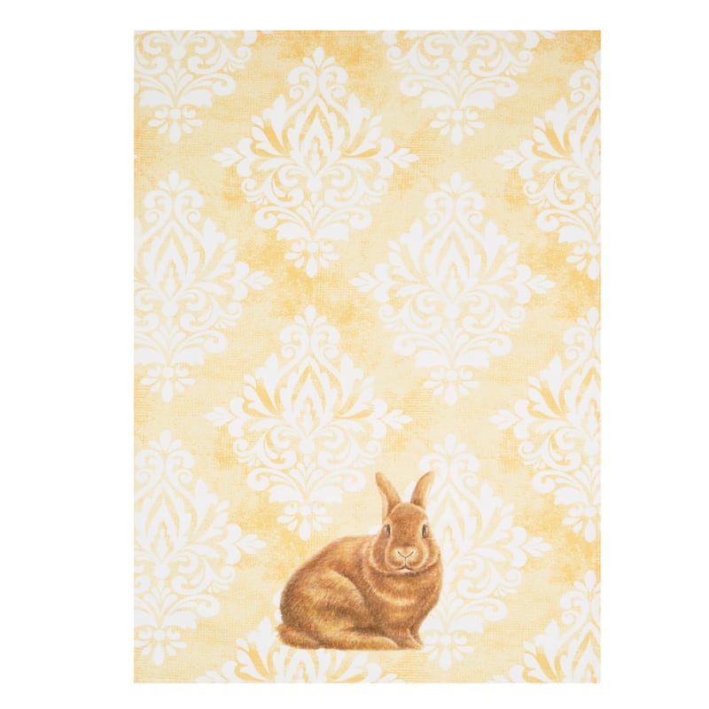 Damask Yellow Bunny Cotton Kitchen Towel