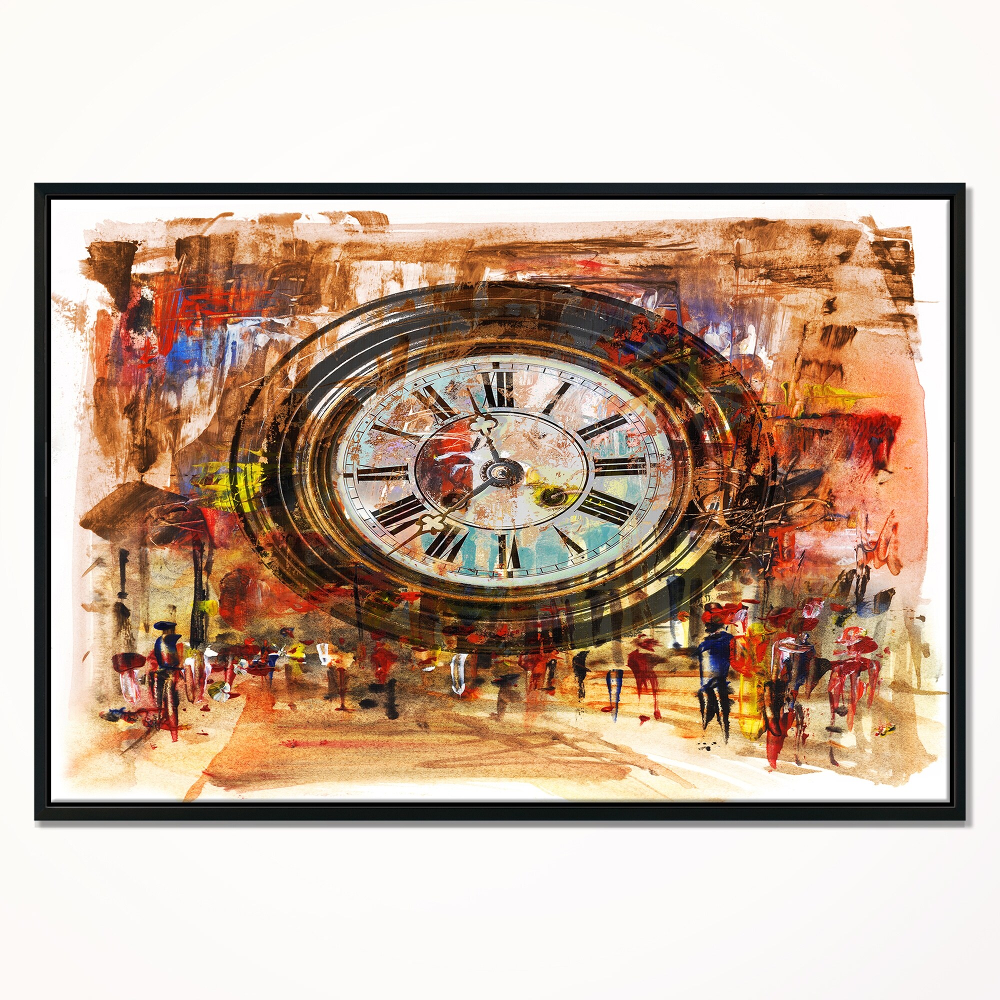 Shop Designart People And Time Acrylic Painting Large Abstract Framed Canvas Artwork Overstock 18959800