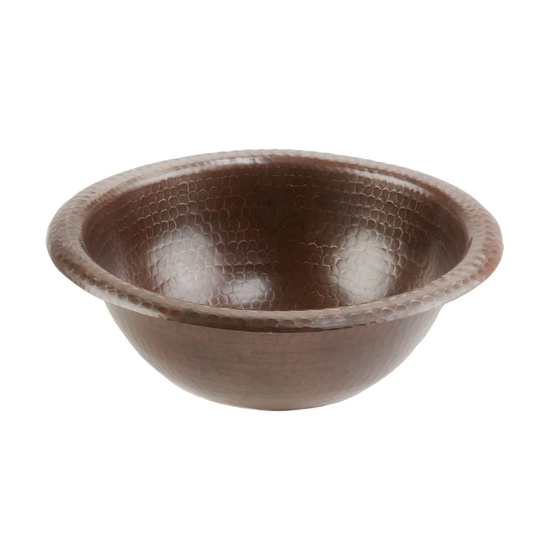 12-in Round Self Rimming Hammered Copper Bathroom Sink (LR12RDB)