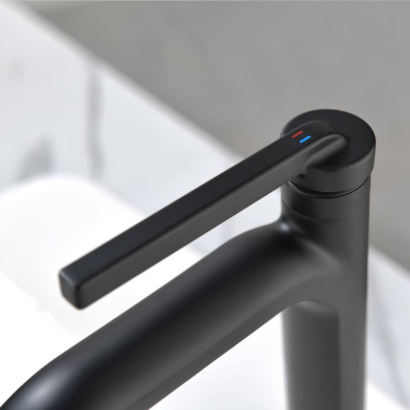Single Handle Bathroom Faucet Brass Modern 1 Holes Bathroom Sink Basin Faucets Matte Black