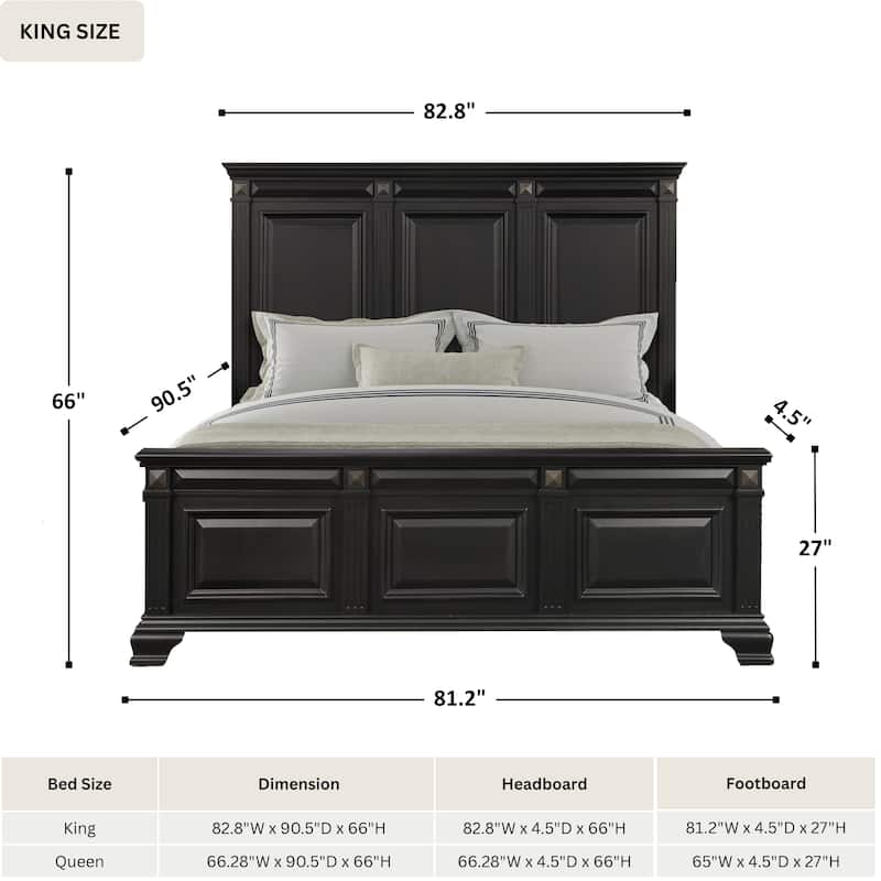 Roundhill Furniture Renova Vintage Black Wood Traditional 6-piece Bedroom Set