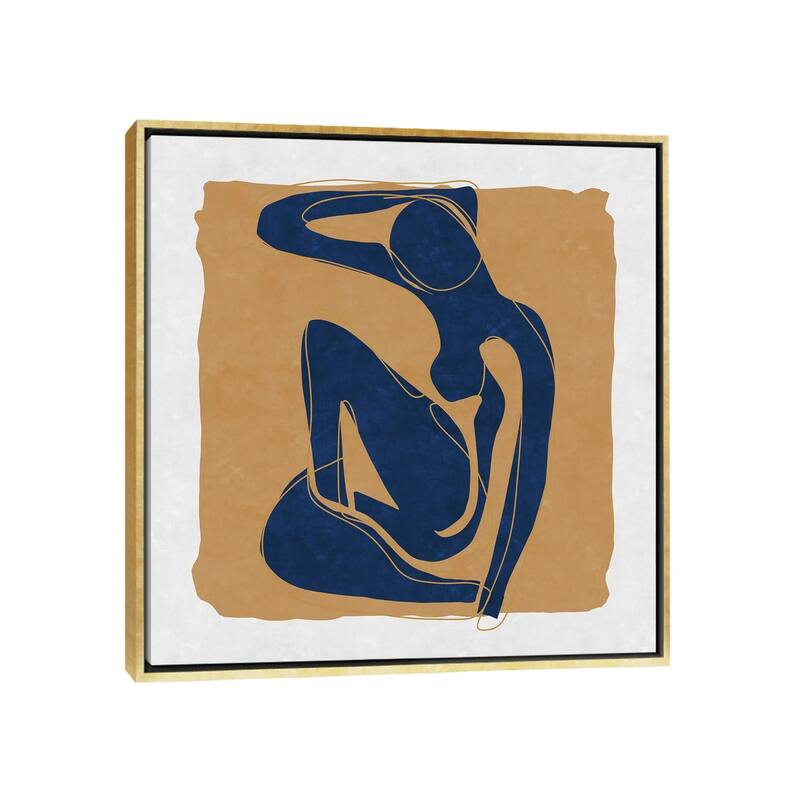 iCanvas "Nude Blue Woman 3" by Maximiliano Casal Framed Canvas Print - Gold - 26x26