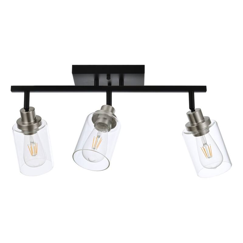 3-Light Track Lighting Kit Bathroom Light Fixtures Matte Black and Brushed Nickel Ceiling Spotlight Fixture for Hallway