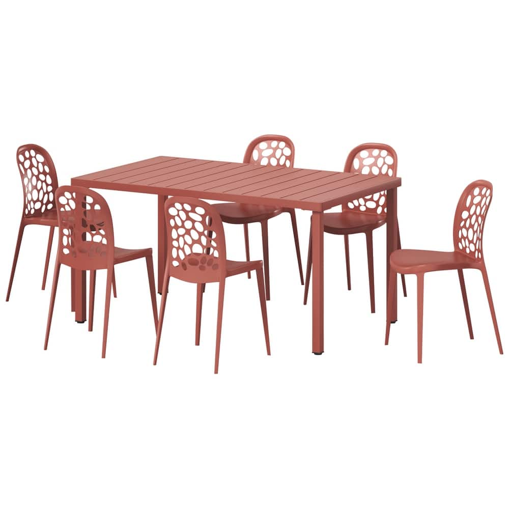 Frond and Form 6-Person Outdoor Rectangular Dining Set