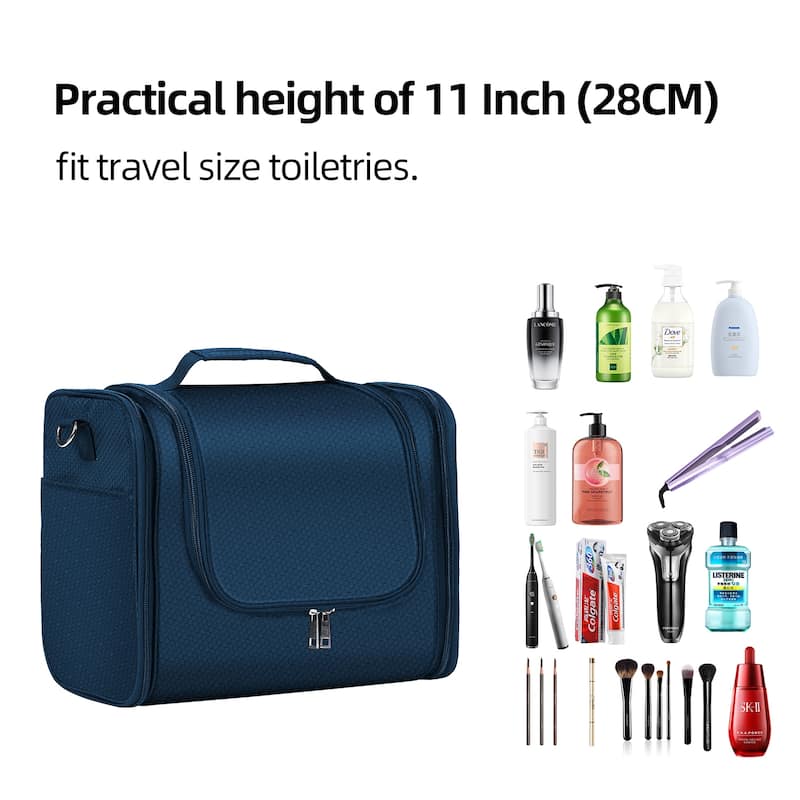 Extra Large Hanging Toiletry Bag for Travel & Daily Use, Water-Resistant Dopp Kit for Makeup, Shaving, Toiletries