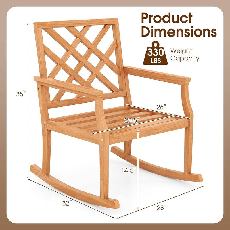 1/2PCS Teak Wood Rocking Chair Oversized Porch Rocker Rocker Chair