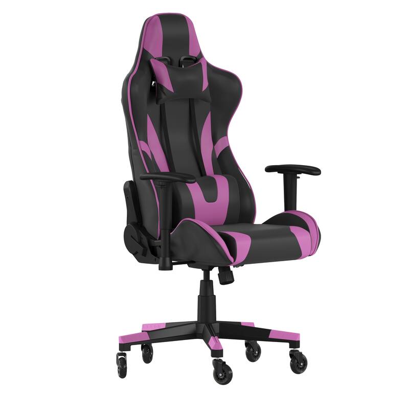 Office Gaming Chair with Roller Wheels & Reclining Back