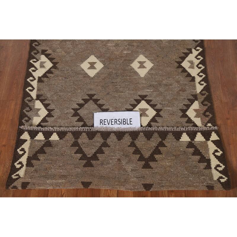 Geometric Kilim Area Rug Flatweave Wool Accent Carpet - 3'6"x 5'0"