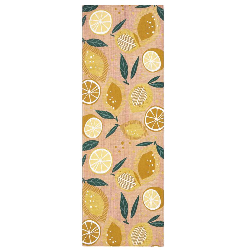 TOWN & COUNTRY LUXE Livie Fresh Lemon Everwash Washable Non-Slip Backing Kitchen Mat