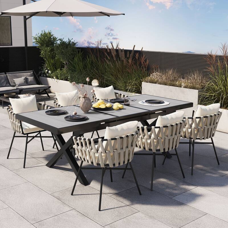 Modern 7-Piece Expandable Dining Set