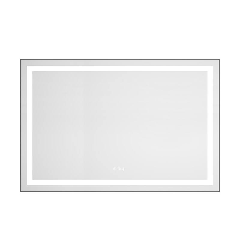 48" x 32" LED Bathroom Mirror with Front and Backlight, Wall Mounted Vanity Mirror with Aluminum Frame, Anti-Fog