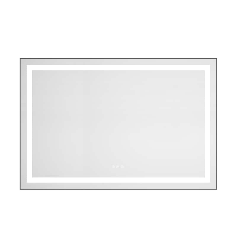 48 x 32 Inch LED Bathroom Mirror with Front and Backlight, Wall Mounted Vanity Mirror with Aluminum Frame, Anti-Fog