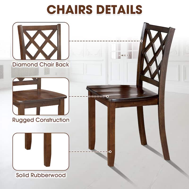 Farmhouse Dark Cherry Rectangular Wood 5-piece Dining Table Set