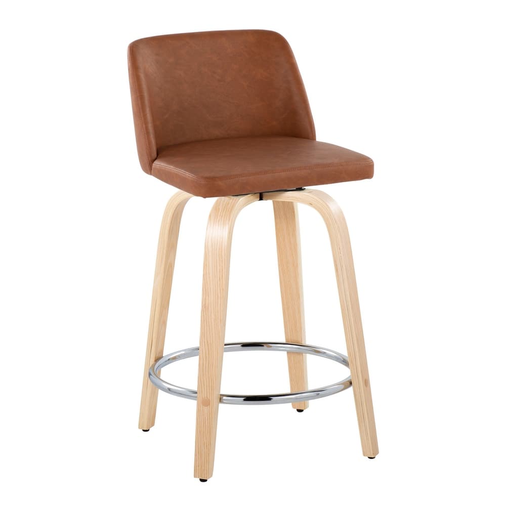 Carson Carrington Vallberga 24" Counter Stool with Natural Wood Base (Set of 2)