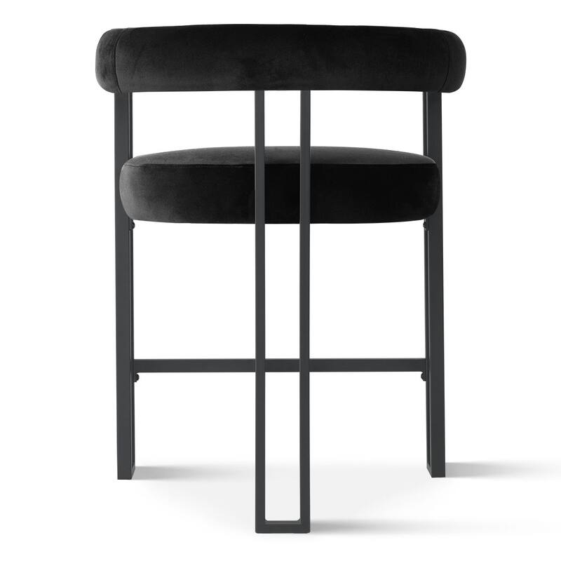 24" Seat Height Upholstered Velvet Solid back Counter Stool (Set of 2)