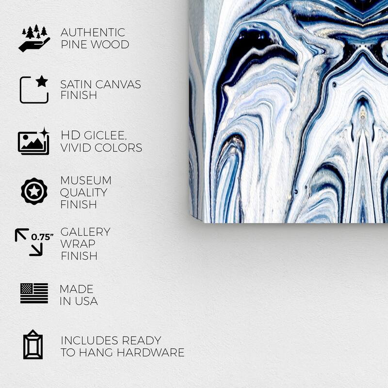 Wynwood Studio Canvas Abstract Deepest Blue White and Modern & Contemporary Wall Art Canvas Print