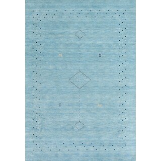 Ahgly Company Machine Washable Contemporary Sky Blue Area Rugs - Bed ...