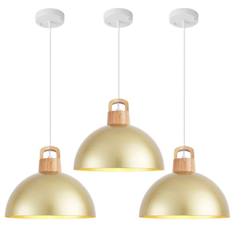 (Set of 3) Modern Semi Flush Mount Chandelier, Industrial 1-Light Pendant Lights with Dome Shape for Dining Room Kitchen Island