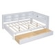 preview thumbnail 4 of 7, Wooden Full Size DayBed with 2 Drawers Kids Bed with Storage Shelf and USB Charging Ports, White