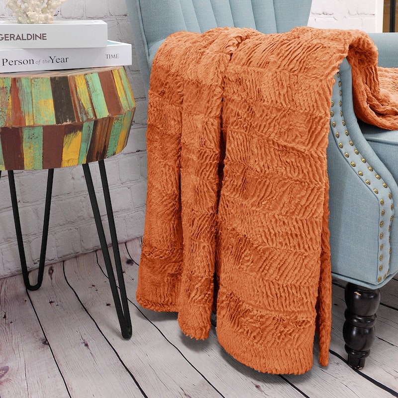 Herringbone FauxFur Throw, 50" x 60"
