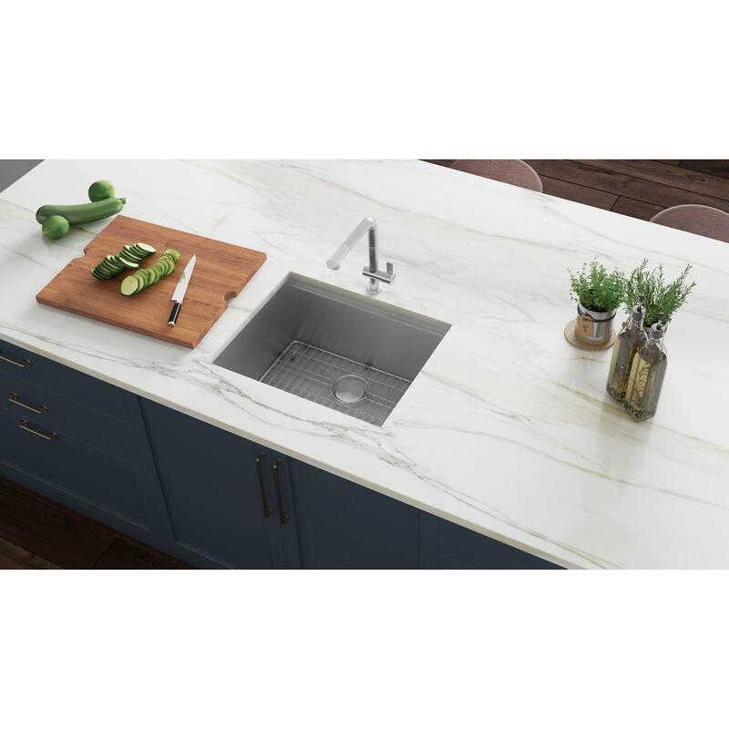 Ruvati 23" Workstation Ledge Bar Prep Kitchen Sink Undermount 16 Gauge Stainless Steel Single Bowl - - 21-3/8? x 16?