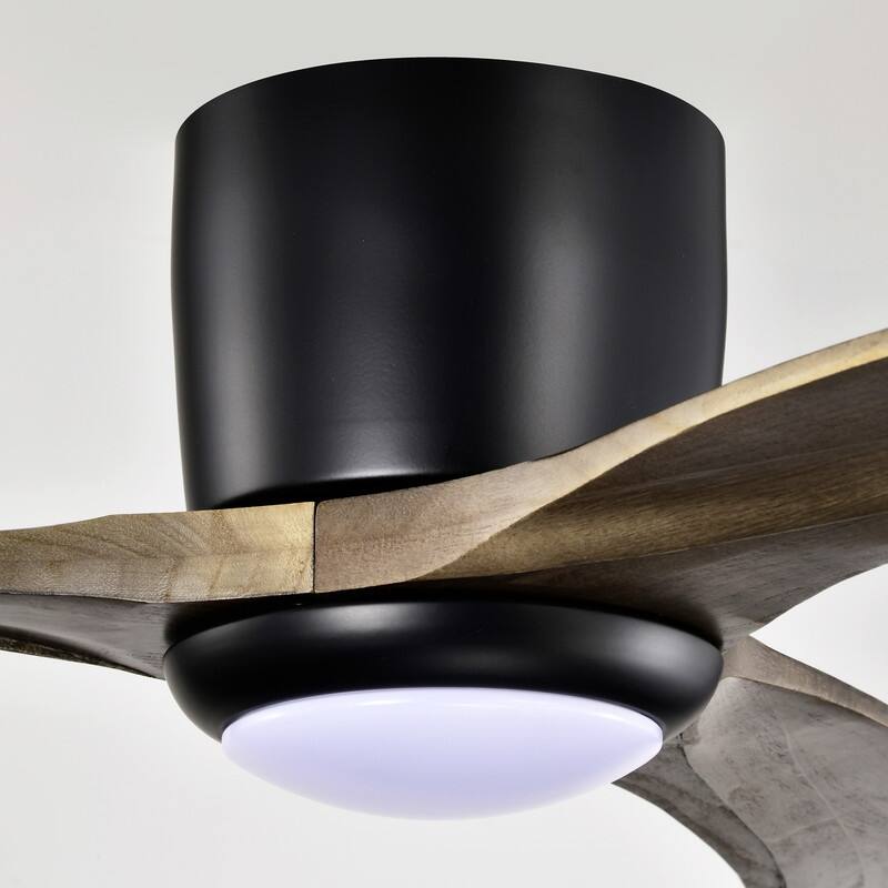 52" Flush Mount Ceiling Fan Solid Wood Blades Ceiling Fan With Light with Remote Control, Noiseless Reversible Motor, 6 Speed