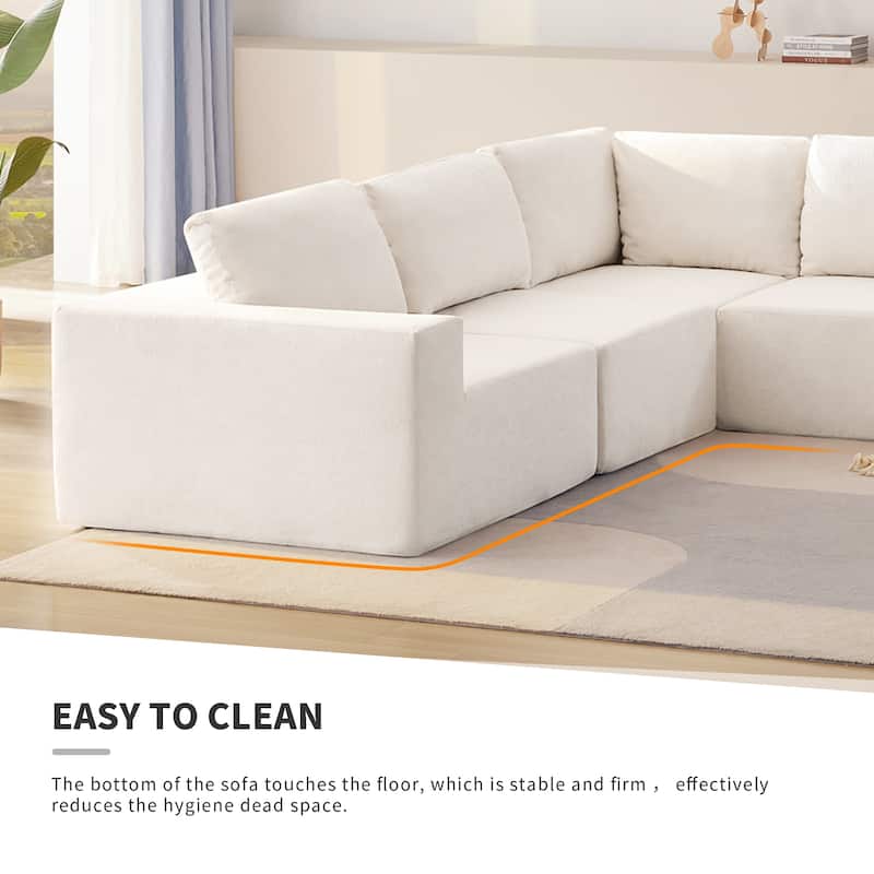 116"x116" Terrycloth Modular Sectional Sofa (5-Piece, No Assembly)