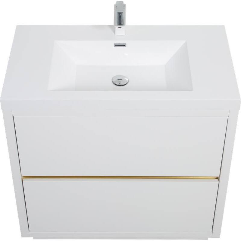 Abruzzo 36" Freestanding Bathroom Vanity with Stone Resin Sink and Two Soft Close Drawers