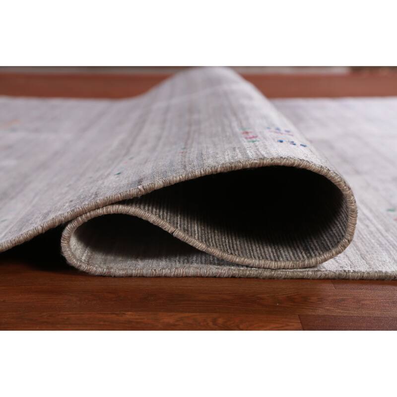 Hand Knotted Oriental 100% Wool Carpet Tribal Tribal Greys & Charcoal Gabbeh Area Rug - 9' 11'' X 7' 9''