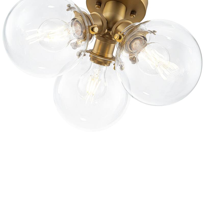 Modern 3-Light Clear Glass Tripple Bubble Semi Flush Mount - 13.8 in
