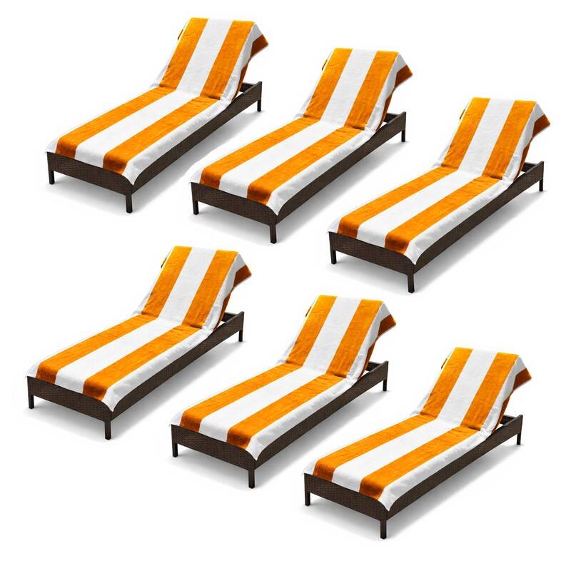 Superior Cabana Cotton Towel/ Chaise Lounge Chair Cover - Orange