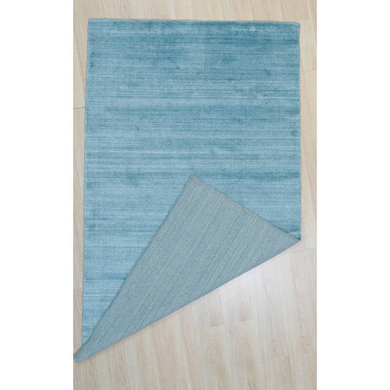 Blue Handmade Wool and Viscose Urban Rug by EORC | Stylish and Contemp - 5' x 8'