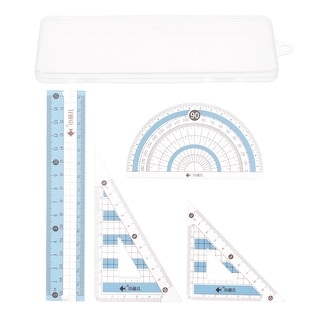 White Set Triangle Ruler Ruler Set Straight Ruler Protractor Triangle Measuring Tool Checkered ...