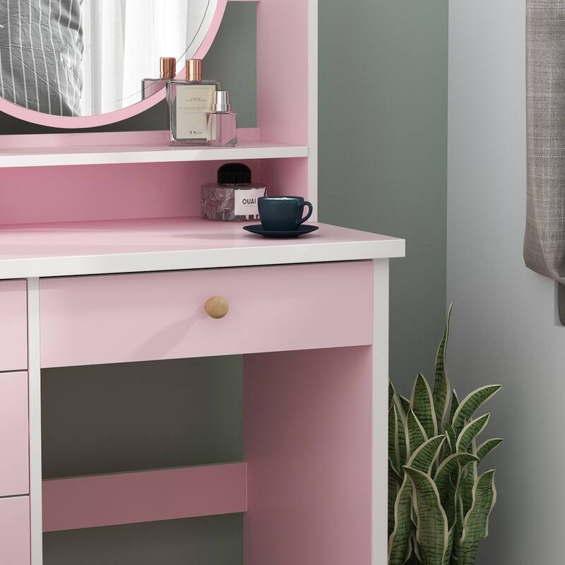31.5" Wide Makeup Vanity Set with Stool and Mirror - 31.5"W