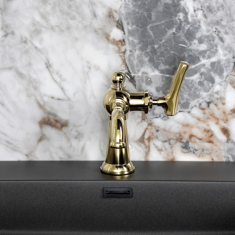 Kingston Brass Hallerbos Single-Handle 1-Hole Deck Mount Bathroom Faucet with Drain