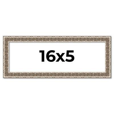 16x5 Frame Silver Versailles Ornate Solid Wood Picture Frame | 1 Inch