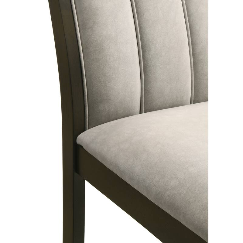 Nolan 26 in. Dark Roast Counter Height Rubberwood Barstool with Grey Fabric Seat - Set of 2